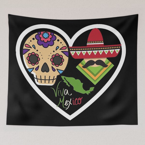 Item preview, Viva Mexico heart folklore country design designed and sold by Adri Graterol.
