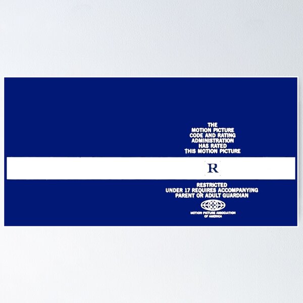 Rated R- RESTRICTED film rating bumper (MPAA) blue screen 