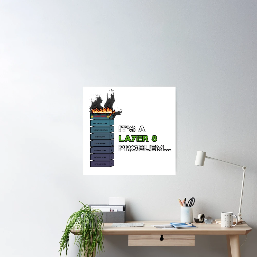 IT'S A LAYER 8 PROBLEM - Burning OSI Layer 8 Poster for Sale