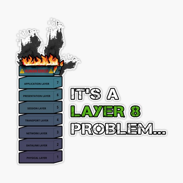 IT'S A LAYER 8 PROBLEM - Burning OSI Layer 8 | Sticker