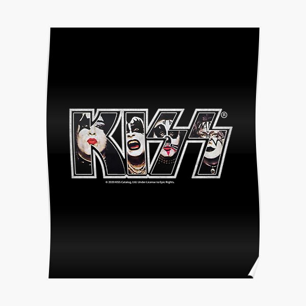KISS the band logo with members in it Poster