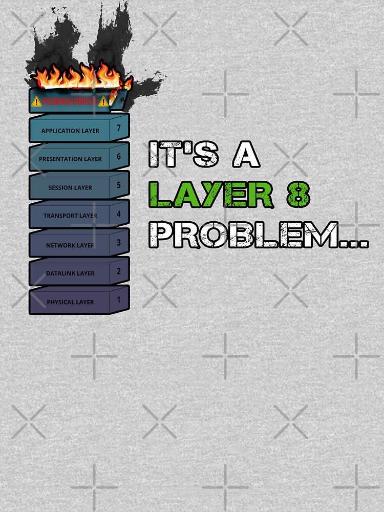 IT'S A LAYER 8 PROBLEM - Burning OSI Layer 8 Sticker for Sale by  Fast-Designs