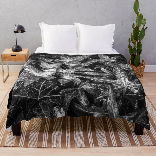 Item preview, closeup ivy leaves texture abstract background in black and white designed and sold by Mrvell.