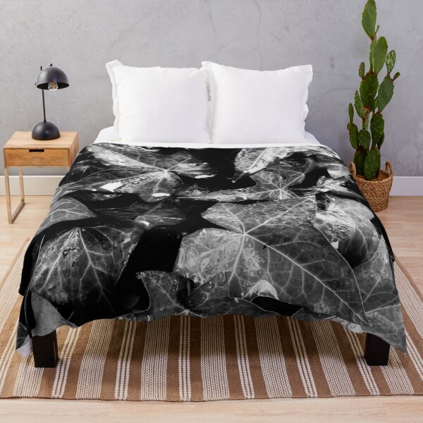 Item preview, closeup ivy leaves garden texture background in black and white designed and sold by Mrvell.