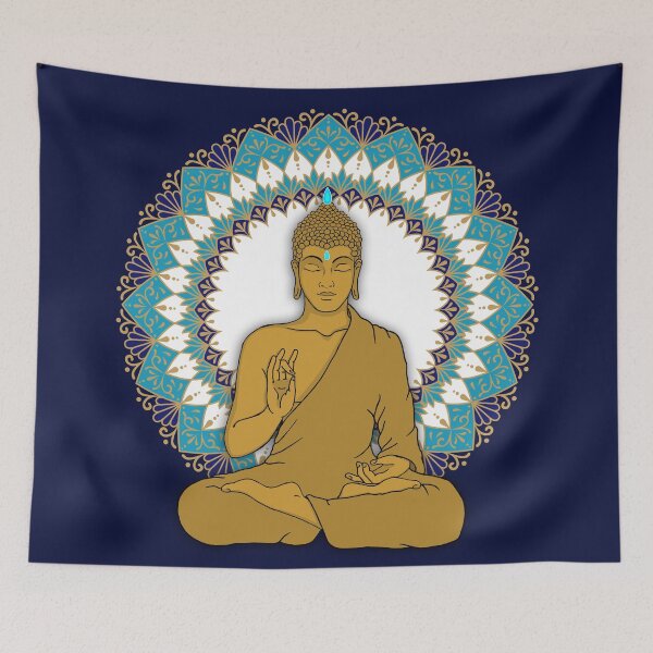 Item preview, Mandala Abhaya Mudra Golden Buddha designed and sold by MandalaSoul.