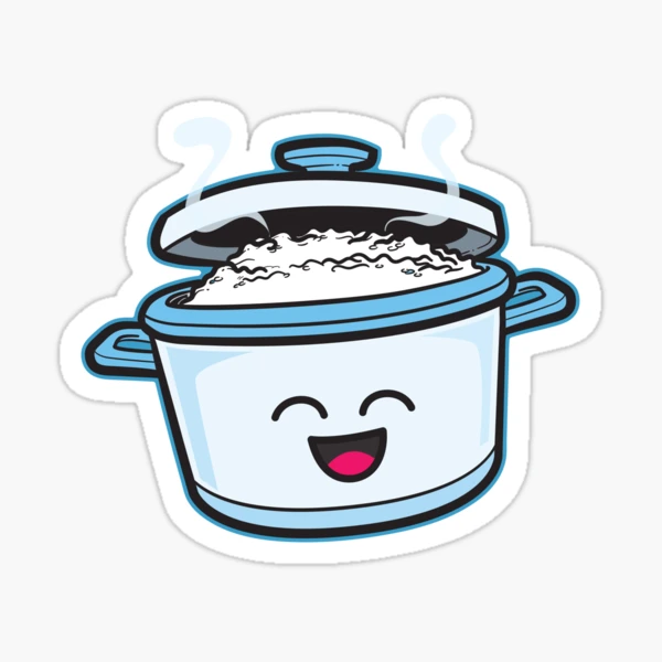 Cute Rice Cooker Stickers Kawaii Rice Cooker Cute Asian Food Stickers I  Love Rice Carbs 