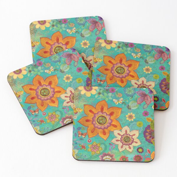 Item preview, Boho turquoise flowers   designed and sold by Sue Zipkin.