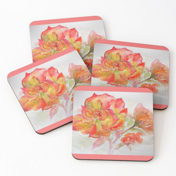 Item preview, Rose Watercolor Painting, red, yellow and orange designed and sold by Sarah  Rajkotwala.