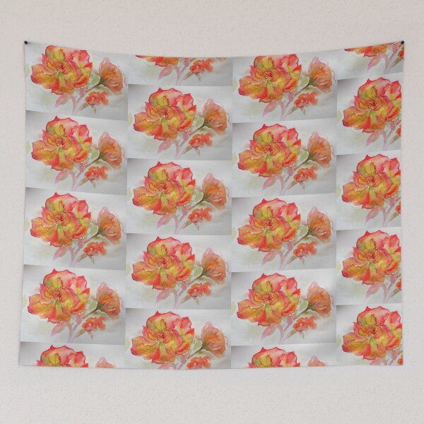 Item preview, Rose Watercolor Painting, red, yellow and orange designed and sold by Sarah  Rajkotwala.