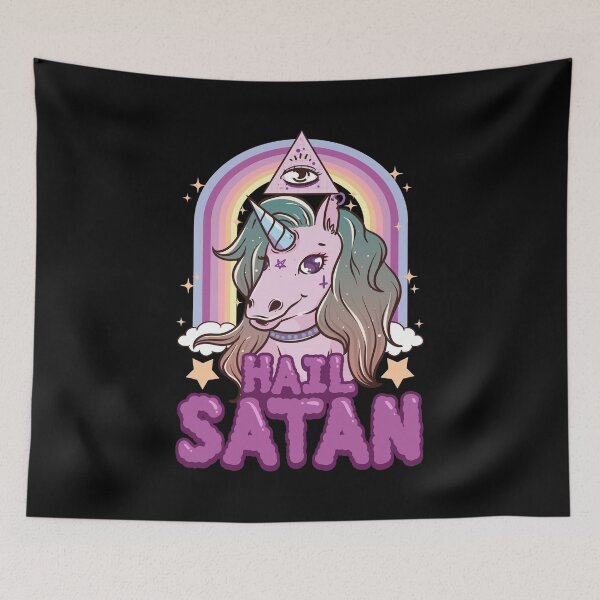 Item preview, Funny Hail Satan Unicorn Rainbow Satanic Pun designed and sold by perfectpresents.