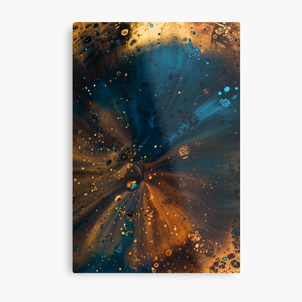 Blue and orange cells abstract Metal Print