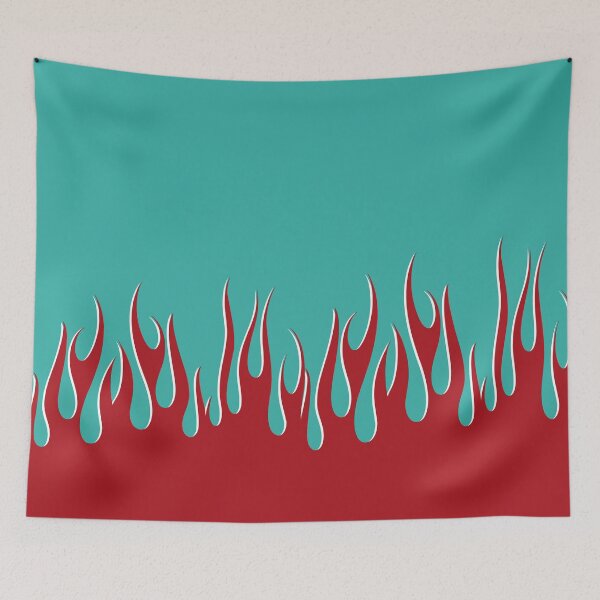 Item preview, Red Flames on Aqua Blue designed and sold by beezymurphy.