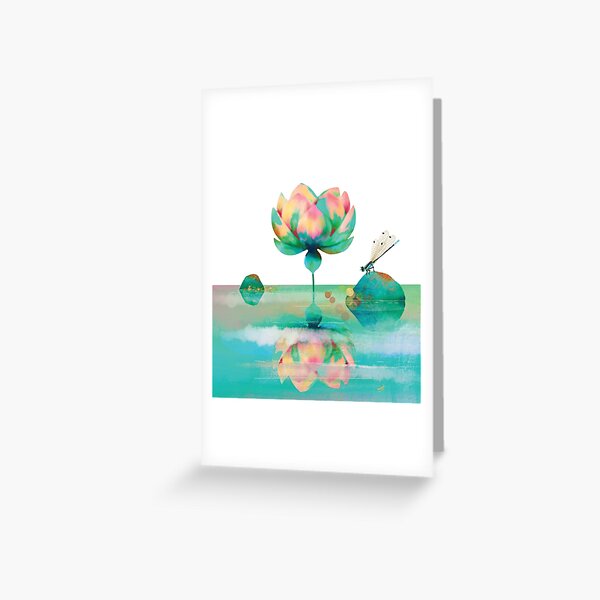 Emerald Green Lotus Watergarden Greeting Card