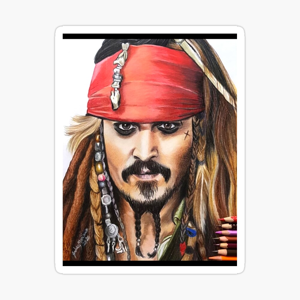 Jack Sparrow coloring page. Drawing realistc