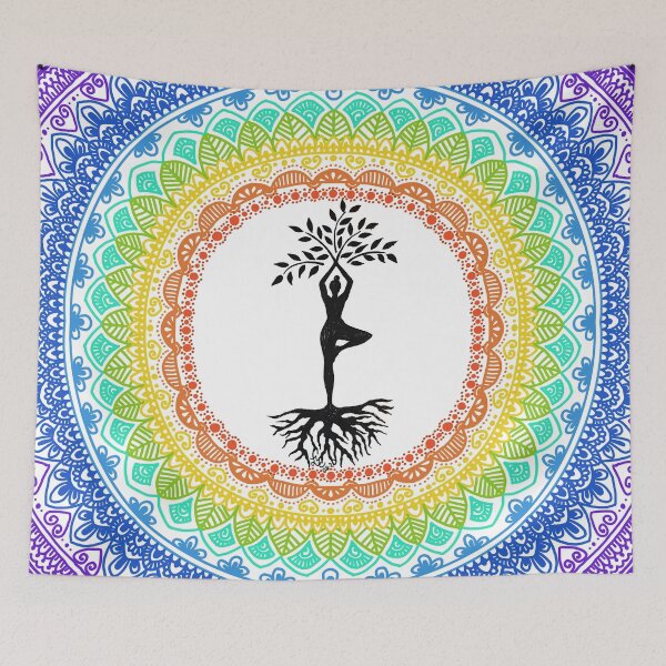 Item preview, Yoga tree pose with zen doodle designed and sold by StarlightTales.
