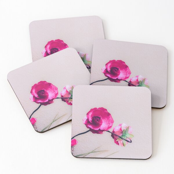 Item preview, closeup blooming pink flowers with white wall background designed and sold by Mrvell.