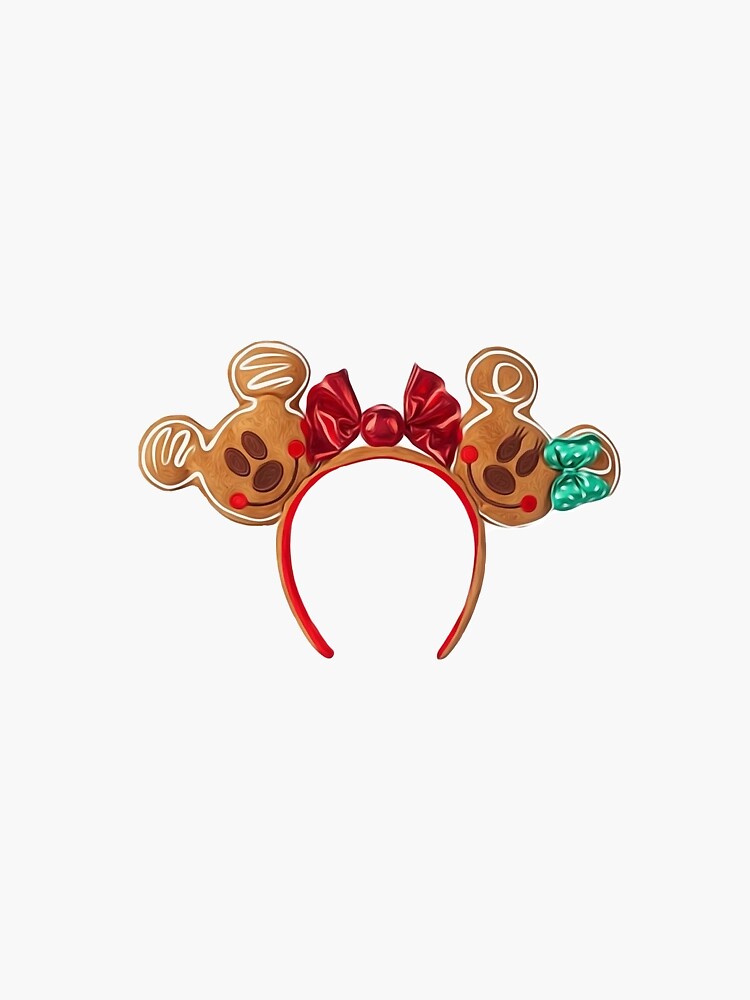 Gingerbread Christmas Mouse Ears Sticker for Sale by ariannacerv