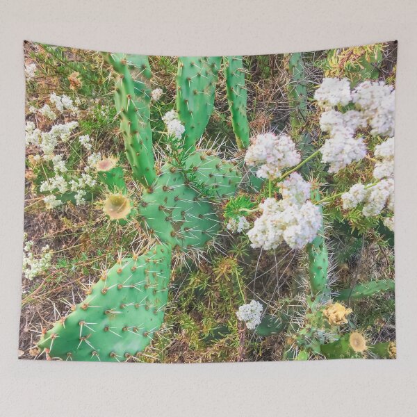 Item preview, green cactus with blooming white flowers designed and sold by Mrvell.