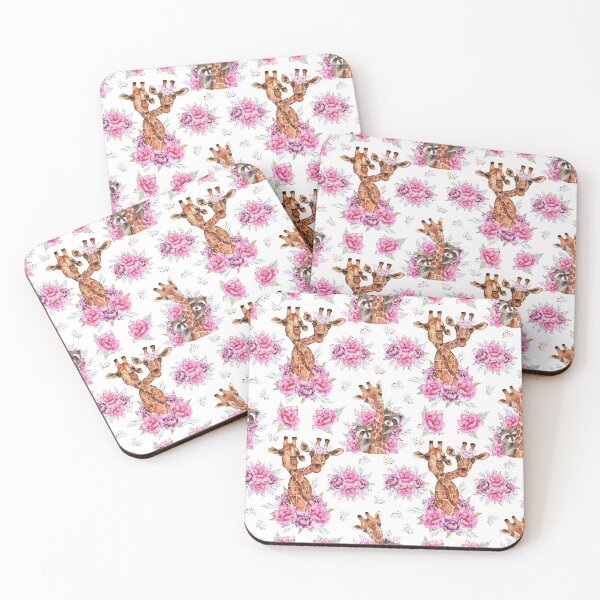 Item preview, Giraffe and Raccoon Watercolor Flower Design designed and sold by DigitalPie.