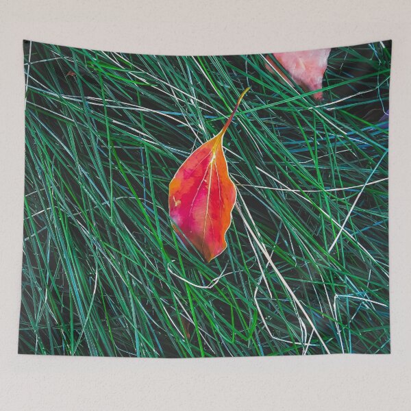 Item preview, closeup orange leaves on the green grass field designed and sold by Mrvell.