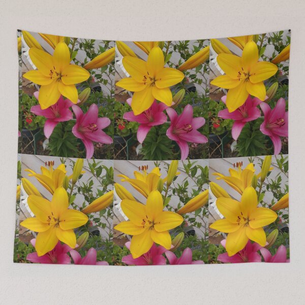 Item preview, Yellow and Pink Lily Flowers Photo designed and sold by Sarah  Rajkotwala.