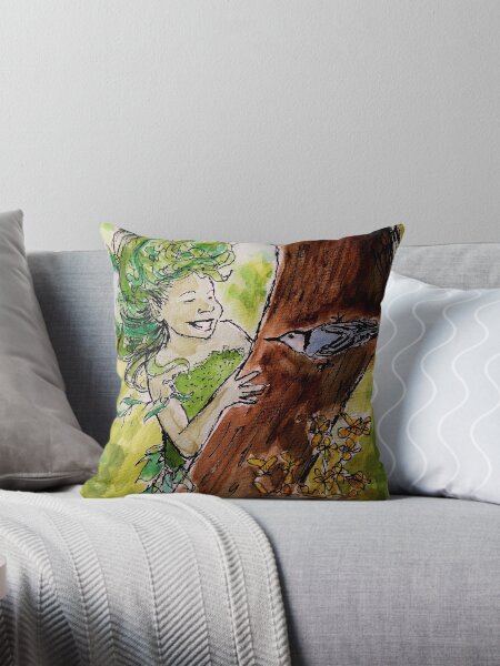 Vista previa del artículo con la obra «Dryad jugando al escondite con un trepador azul», diseñado y vendido por Bearnabas.
