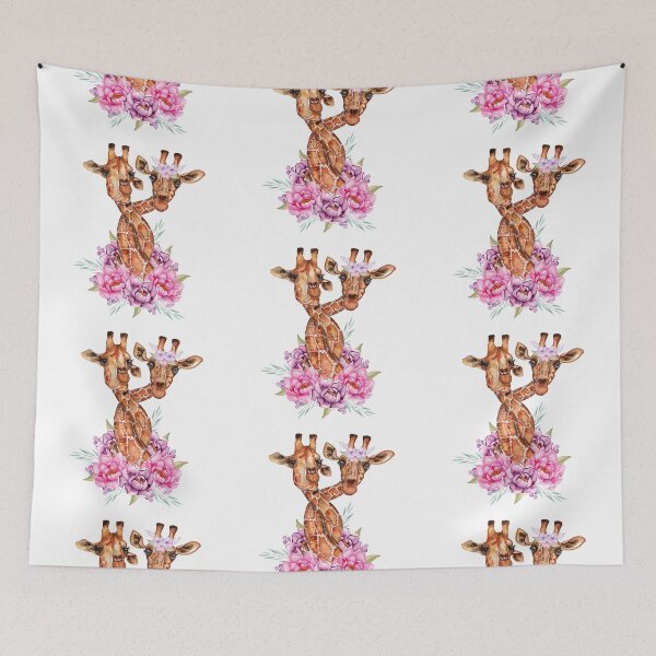 Item preview, Giraffes in Love Watercolor Flower Design designed and sold by DigitalPie.
