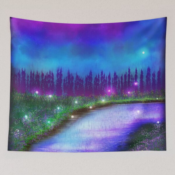 Item preview, Magical Field of Flowers with a Lake designed and sold by SereneAmity.