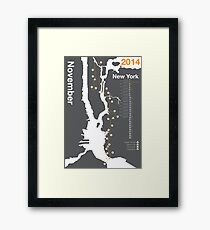 New York City Marathon Map 2014 Gerahmtes Wandbild