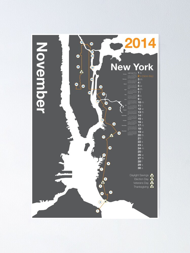 New York City Marathon Map 2014 Poster By Skiermarc127 Redbubble