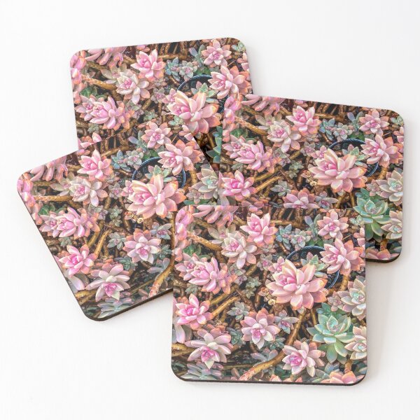 Item preview, green and pink succulent plant garden texture designed and sold by Mrvell.