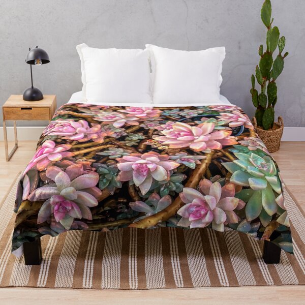 Item preview, green and pink succulent plant garden texture designed and sold by Mrvell.