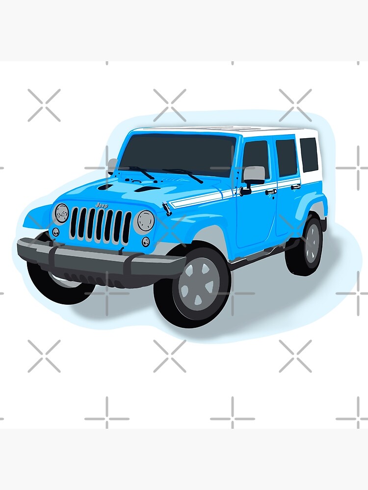 Baby Blue Jeep Wrangler Greeting Card By Brinleyartwork Redbubble