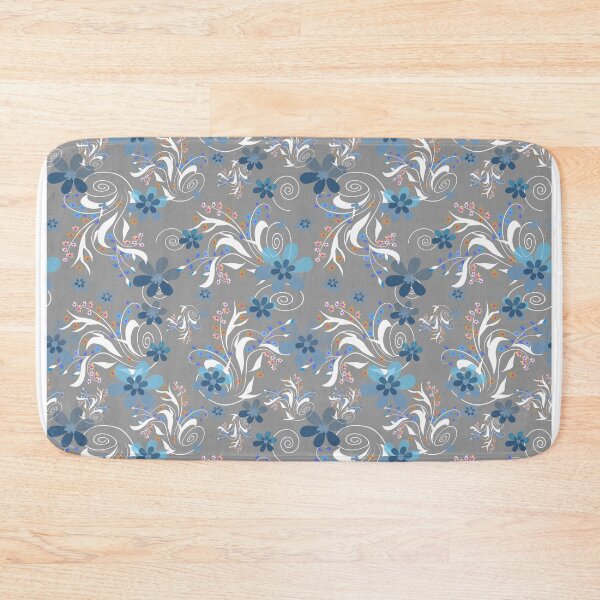 Item preview, Blue flowers on gray  designed and sold by fuzzyfox.