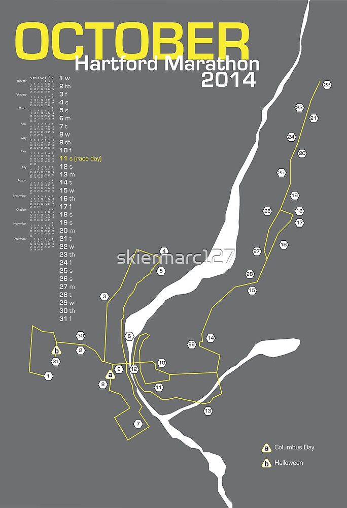 "Hartford Marathon Map 2014" by skiermarc127 Redbubble