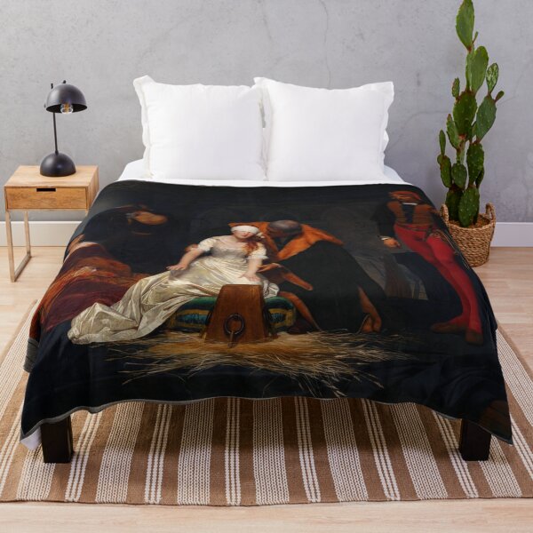 The Execution of Lady Jane Grey by Paul Delaroche Old Master Classical Fine Art Reproduction Throw Blanket