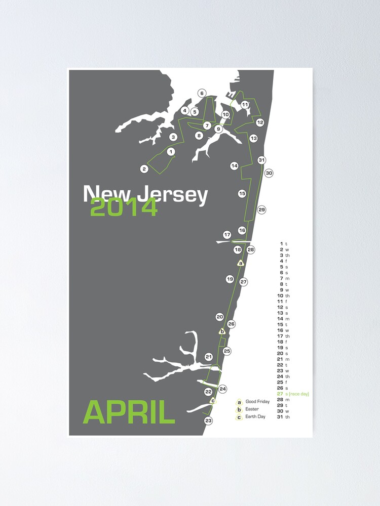 "New Jersey Marathon Map 2014" Poster by skiermarc127 Redbubble