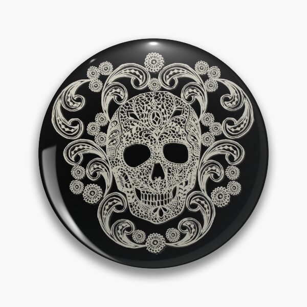 Item preview, Ivory Lace Skull Damask on Black designed and sold by Cecilia Mok.