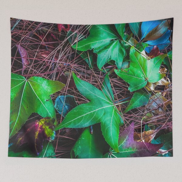 Item preview, closeup green leaves on the dry grass designed and sold by Mrvell.