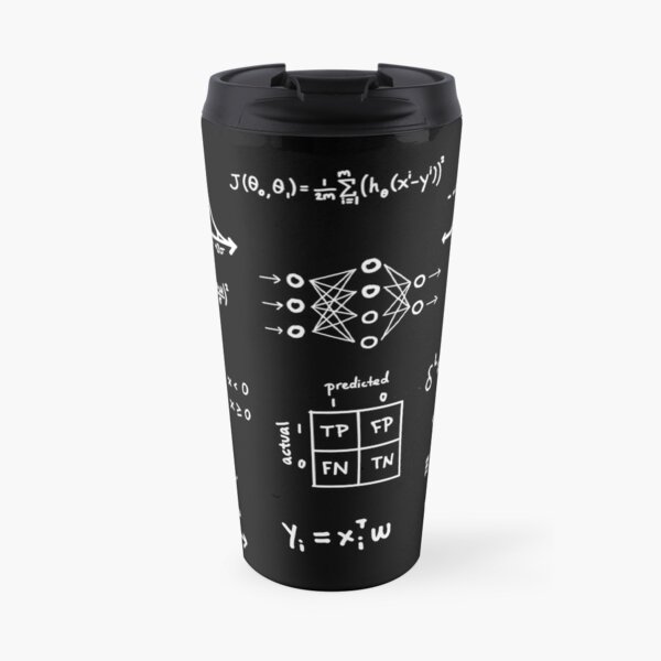 Machine Learning Equations and Graph - Black and White Travel Mug