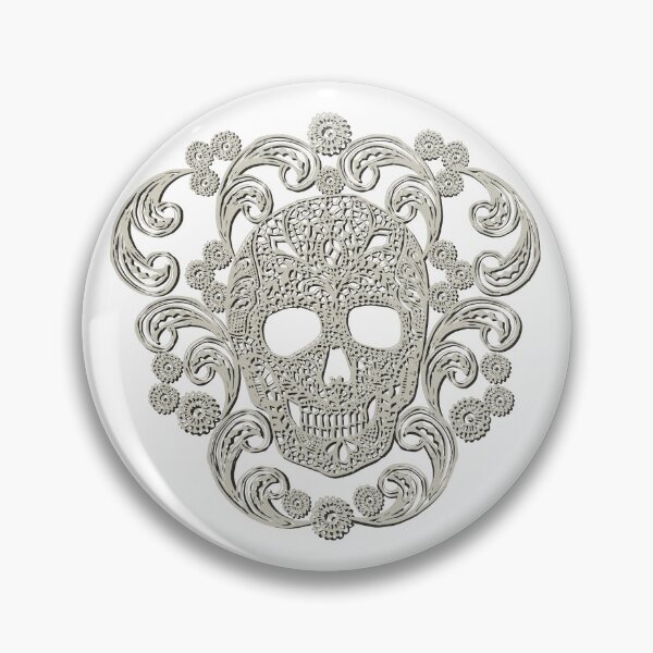 Item preview, Ivory Lace Skull Damask on White designed and sold by Cecilia Mok.