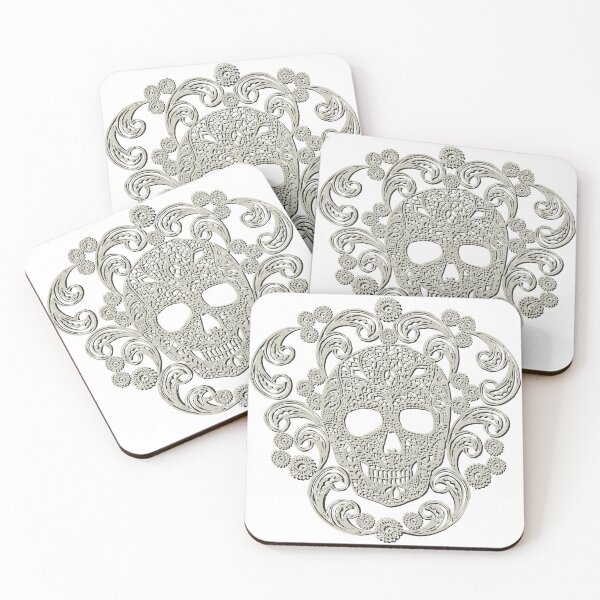 Item preview, Ivory Lace Skull Damask on White designed and sold by Cecilia Mok.