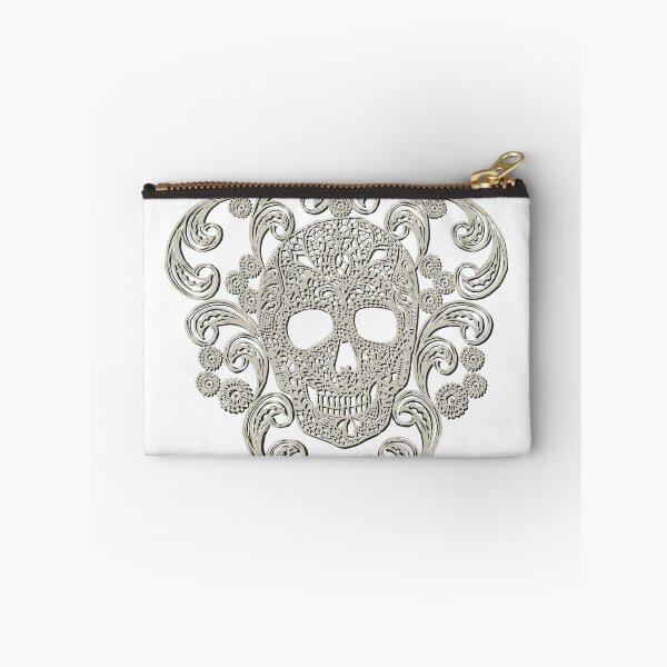 Item preview, Ivory Lace Skull Damask on White designed and sold by Cecilia Mok.