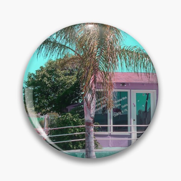 Item preview, pink building in the city with palm tree and blue sky designed and sold by Mrvell.