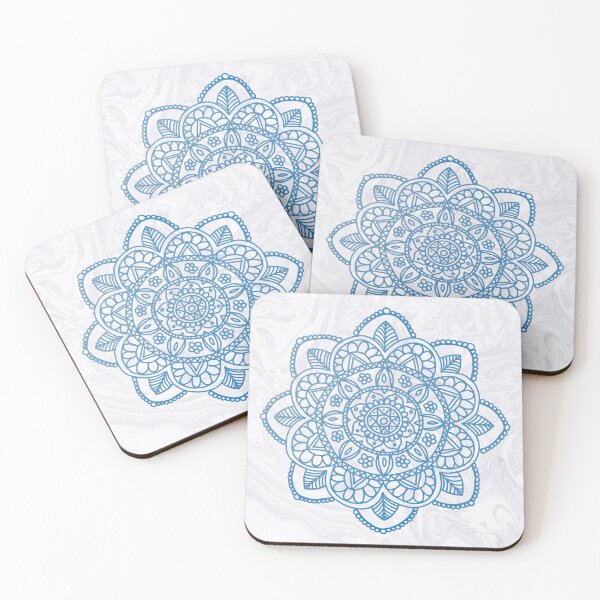 Item preview, Blue Mandala on White Marble designed and sold by Julie Erin Designs.
