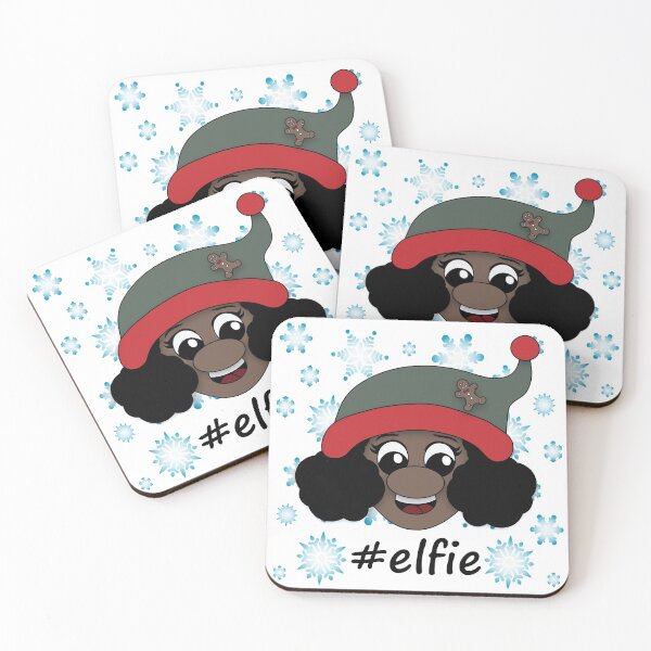 Item preview, #elfie Black Girl Elf Snowflakes Christmas Selfie Pun designed and sold by DesignsofWhimsy.