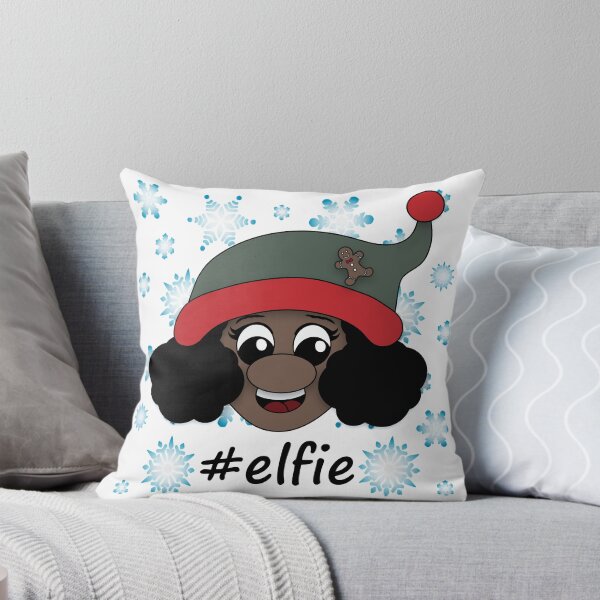 Artikelvorschau, #elfie Black Girl Elf Schneeflocken Weihnachten Selfie Wortspiel entworfen und verkauft von DesignsofWhimsy.