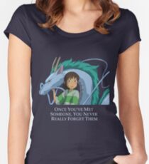 Spirited Away Chihiro and Haku-Studio Ghibli Women's Fitted Scoop T-Shirt