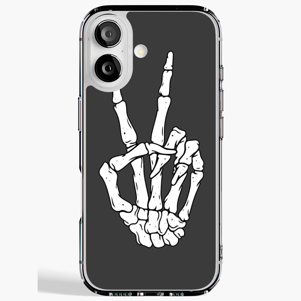 hand-drawn Skeleton hand making peace sign gesture Sticker