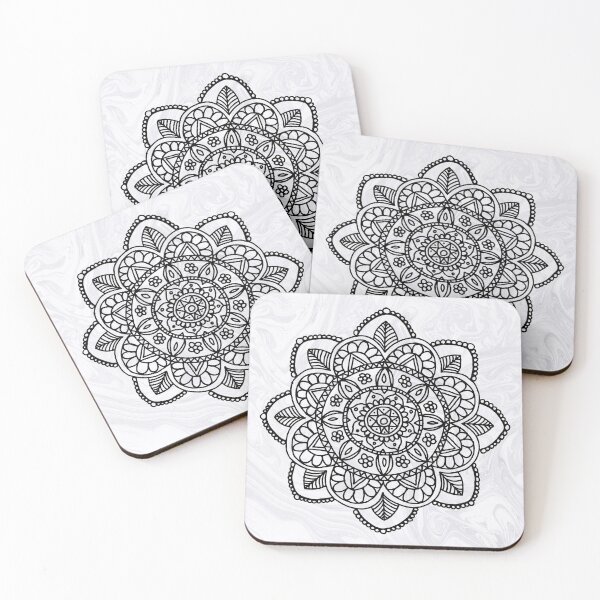 Item preview, Black Mandala on White Marble designed and sold by Julie Erin Designs.